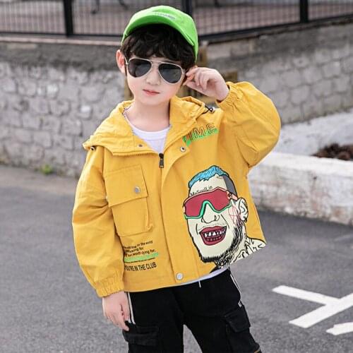 2021 Printed Spring Autumn Boy Coat Jackets Overcoat Top Kids Teenage Gift Children Clothes Gift Formal School High Quality