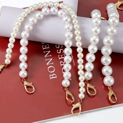 Fashion Pearl Chain Strap Ladies Handbag Bead Chain Purse Simple Bag With Pearl Chain Replacement Long Bag Accessories