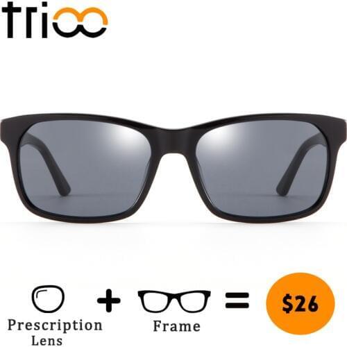 TRIOO Nearsighted Driving Glasses for men Black UV400 Prescription Sunglasses Diopter Lens Optical Eye Glasses Minus Polarized