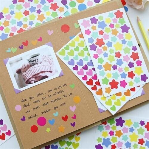 6pcs/lot Love Heart Stickers Cute Stars Dot Stickers Home Decorations Scrapbooking Diary For Photo Albums Diy Wedding Stickers