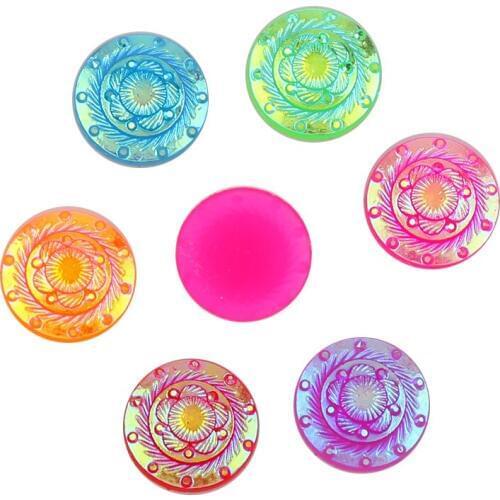 New 40pcs 12mm Mixed AB Color Round Flower Flatback Kawaii Resin Cabochon DIY Craft Wedding Decoration Embellishment