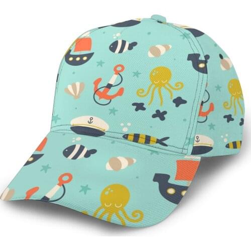 2021 Summer New Unisex Outdoor Sport Sunscreen Baseball Hat Running Visor Cap Lovely Sailor Pattern