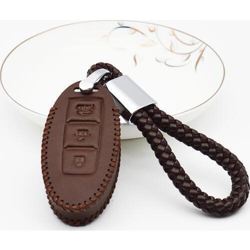 Hand Woven Braid Rope Key Holder with Leather Car Key Cover Case For Nissan Tidda Livida X-Trail T31 T32 Qashqai March Juke 2016