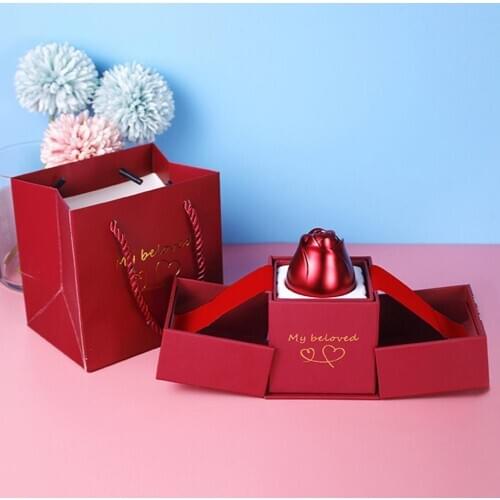 Wedding Anniversary Alloy Rose Lifting Jewelry Gift Storage Box Girlfriend Gift