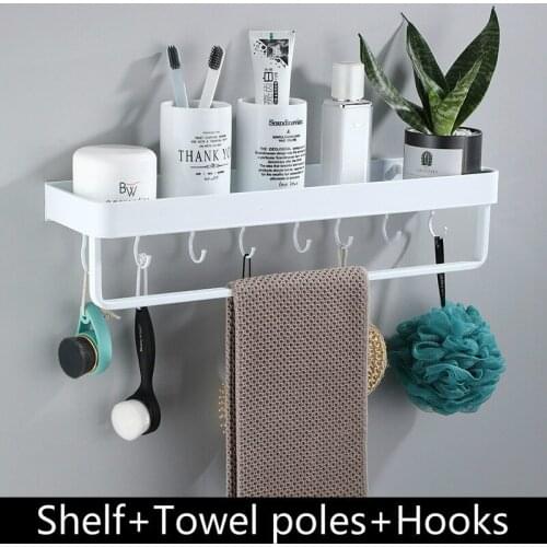 Bathroom Shelf Wall Shelves Shelf Aluminum Bathroom Corner Shelf Wall Mounted Aluminum Kitchen Storage Holder Nail-free