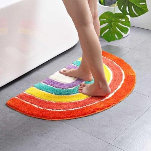 Semi-circular non-slip plush soft carpet, used for living room and bedroom decoration, rainbow non-slip eddy current carpet