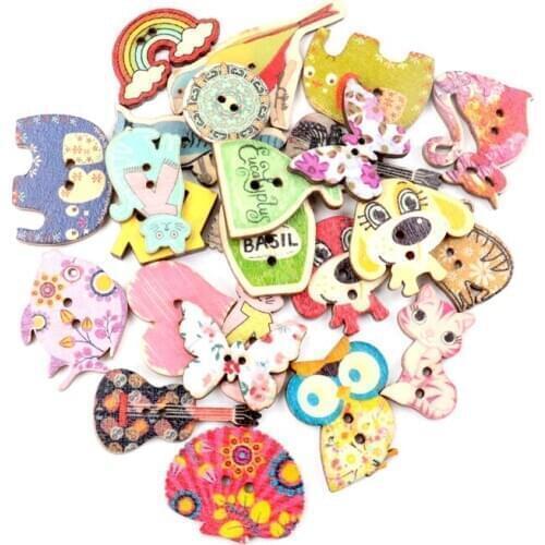 Painted animal buttons Cat and dog Scrapbooking Button Handmade Accessory Home Decoration Craft DIY Botones 30pcs