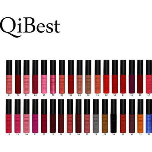 QiBest 34Colors/set Brand Long Lasting LipsMatte Lipstick Cosmetics Lip Gloss Waterproof Beauty Makeup Lip Stick Pencil Lipstick