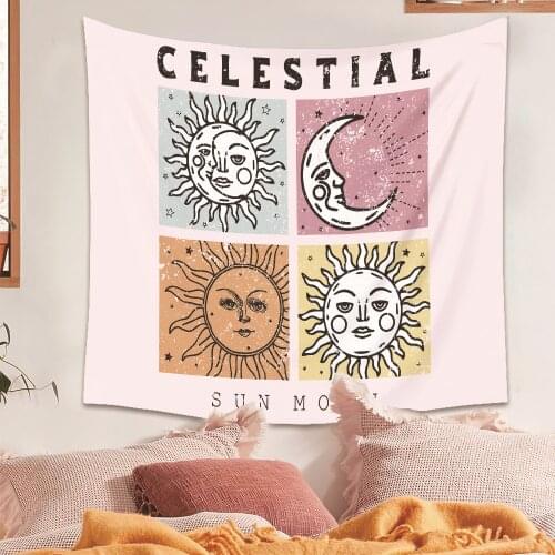 Sun Moon Celestial Tapestry Wall Decor Bedroom Psychedelic Carpet Butterfly Sunflower Hippie Boho Decor Home Witchcraft Tapestry