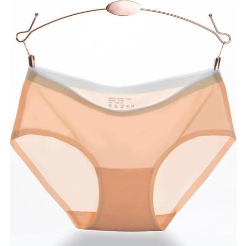 Thin non-trace underwear ladies pure cotton crotch girls sexy trouser head cotton fabric waist ice silk summer briefs