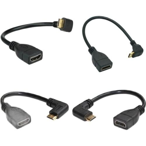 Up Down Right Left Angled Mini HD-to HD-Male To Female Cable 10cm For Laptop PC HDTV Type C Mini HDMI-compatible Angle Adapter
