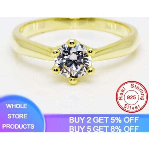 YANHUI 2020 Hot 100% 925 Sterling Silver Sparkling SONA Diamond Finger Rings For Women Fashion Original Christmas Gift Jewelry