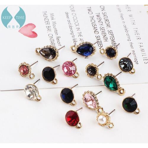 DIY handmade jewelry accessories alloy diamond pearl earrings hypoallergenic material