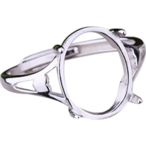 925 Sterling Silver Women Engagement Wedding Ring 10x13mm Oval Cabochon Semi Mount Ring Amber Opal Turquoise Jewelry Setting