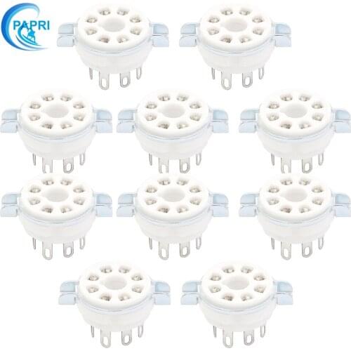 10PCS K8A Ceramic Tin Plated 8Pin Tube Socket Chassis Mount Audio For KT88 GZ34 6SL7 6SN7 6550 5881 6V6 350B Etc