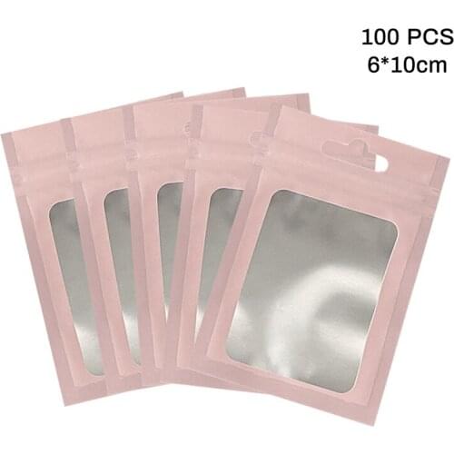 100Pcs/Pack Matte Zip lock Plastic Bag Aluminum Foil Hologram Food Pouch Small Water Proof Zipper Reclosable Pouches 6*10cm