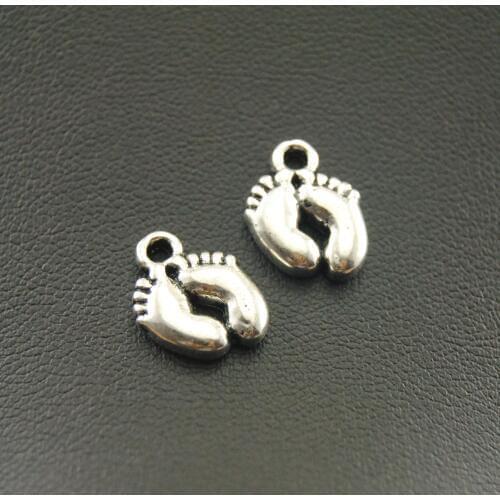 15 Pcs Alloy Charm Pendants Cute Lovely Baby Feet Silver Color Tone Charms Pendants For Jewelry Making DIY Handmade Craft A850