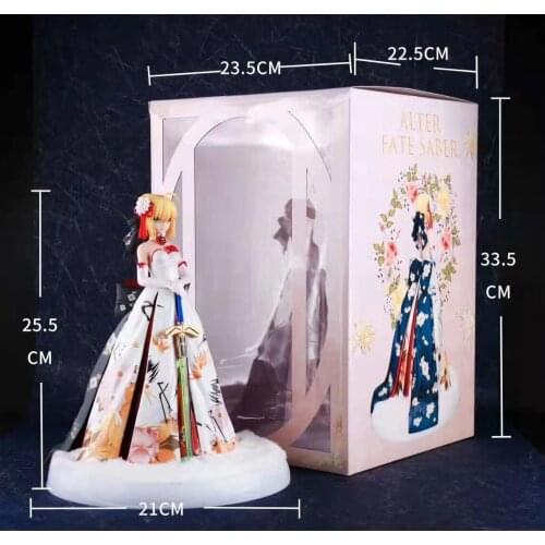 26cm Anime Fate / stay Night Saber Kimono White Dress PVC Action Figure collectible Model Toys for Children Birthday Gift