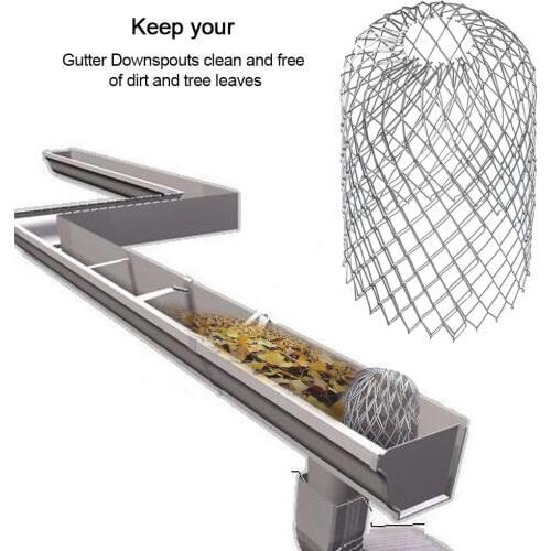 4pcs Roof Gutter Guard Filters 3 Inch Expand Aluminum Filter Strainer Stops Blockage Leaf Drains Debris Drain Net Cover