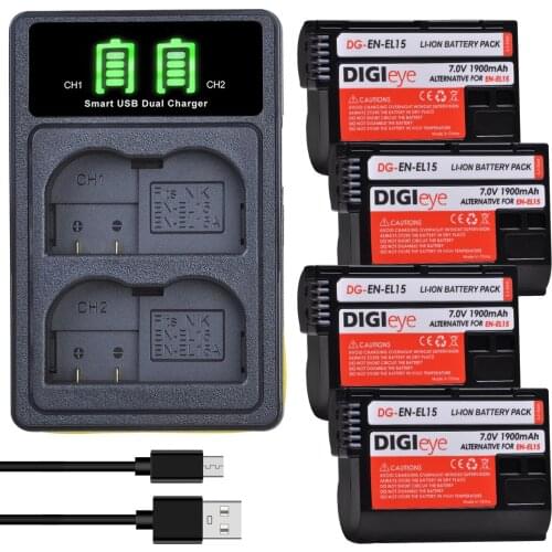 1900mAh EN-EL15 EN-EL15a Battery for Nikon D7000 D7100 D7200, D850 D750 Nikon D7500 Battery D810 D500 D800 D610 D600 EN-EL15b