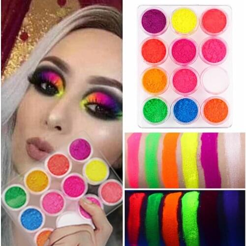 BEPTV45 12-color Nail Fluorescent Powder Light And Soft Set Bright Easy To Use Lasting Effect Fluorescent Powder