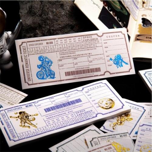 50Pcs/Lot Bronzing Universe Ticket Material Paper Junk Journal Planner Scrapbooking Vintage Decorative DIY Craft Paper