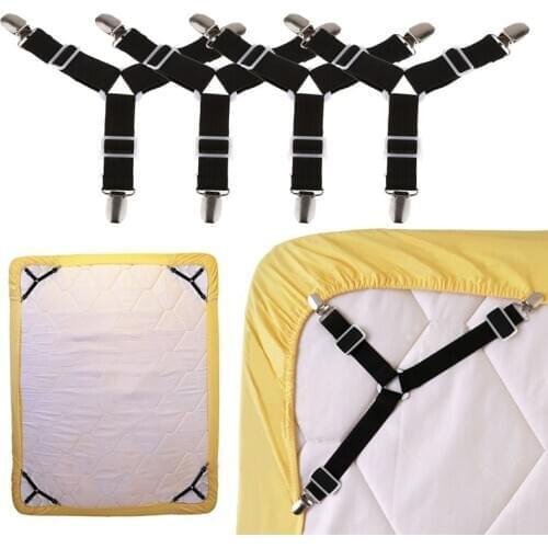 Hot Sale 4pcs/set Triangle Bed Mattress Sheet Clips Straps Blanket Suspender Fasteners Set Home Practical Tool 2A0209