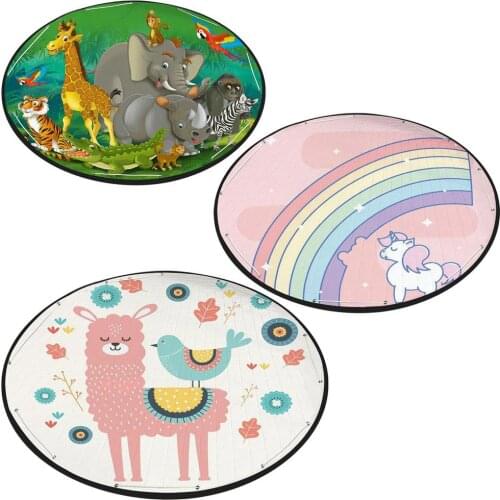 Cartoon Animal Baby Play Mat Newborn Infant Crawling Blanket Cotton Round Floor Carpet Rugs Mat For Kids Room Nursery Decor