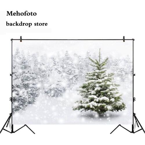 Mehofoto 7x5ft Winter Snow Tree Backdrop White Christmas Photography Backdrop Photo Background Studio Background for Picture 166