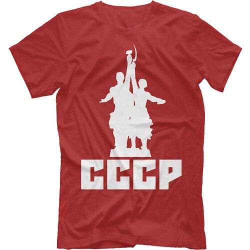 Worker and Collective Farmer USSR Socialism Statue Russia CCCP T-Shirt. Summer Cotton Short Sleeve O-Neck Mens T Shirt New S-3XL