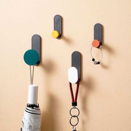 4PCS/Set Colorful Small Hook Strong Viscose Key Wall Hanging Hole-Free Seamless Sticky Hooks Coat Hanger Rack