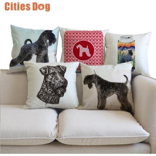 Linen Pillow Cushion cover Animal dog Kerry Blue Terrier Decorative Pillowscase Cushions sofa cojines coussin Office almofada