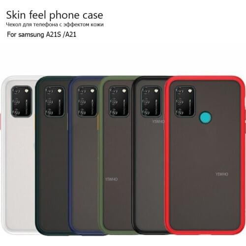 Skin feel Phone Case For Samsung Galaxy a21s Cover A217F 6.5" a21 Matte Silicone Shockproof Bumper Contrast solid color casees