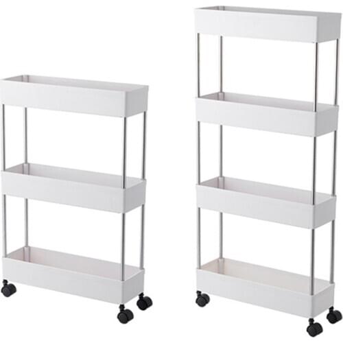 Mobile Shelving Tier Storage Cart Slide Out Storage Organizer Rolling Utility Cart Pantry Tower Rack for Kitchen Bathroom