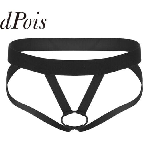 Man Panty Mens Low Rise Open Back Crotchless Jockstrap Stretch Bikini G-string Underwear with Metal O-ring