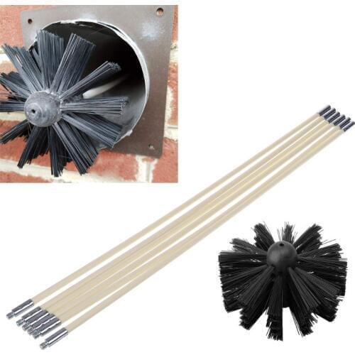 Nylon Brush With 6pcs Long Handle Flexible Pipe Rods For Chimney Kettle House Cleaner Cleaning Tool Kit Hotselling