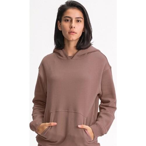 2021 Autumn&Winter New Thick Cotton Yoga Clothing Women Outdoor Running Fashion Long Sleeve Hoodie Solid Color Exercise Fitness