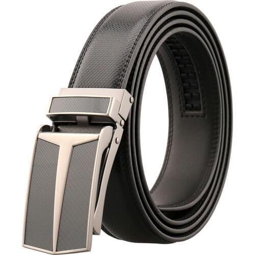 New Design High Quality Open Buckle Belts Letter T for Male Ratchet Strap with Click Automatic Buckle Men Business Luxury Belt