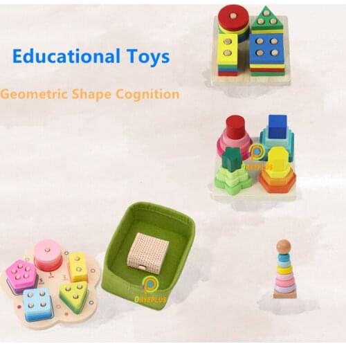 Montessori Educational Wooden Toys Geometric Shape Cognition Color/ Size Sorting Game Early Learning Tools Kids Teaching Aids