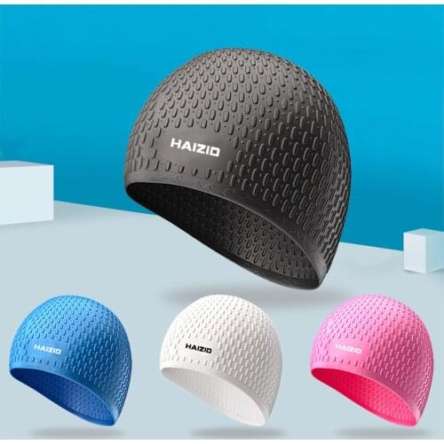 Adult Pure Color Long Hair Waterproof Swimming Cap High Elastic Silicone Ergonomic Waterproof Comfortable Swimming Cap