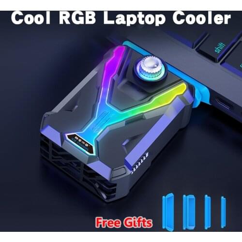 Cool RGB Light Gaming Laptop Cooler Silent Exhaust Laptop Cooling Pad For 12-21 Inches Notebooks 3600RPM Adjustable Wind Speed