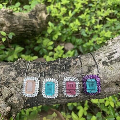 Halo Gemstone Pendant Semi Joias Cute Fashion Design Fusion Stone Pendant Necklace Jewelry