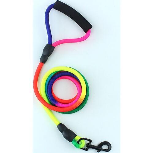 2018 Dog Leashes Srong Nylon Rope Soft Handle Large Size 120cm Long For Dog Walking Training Leashes Rainbow Color Pets Supplier