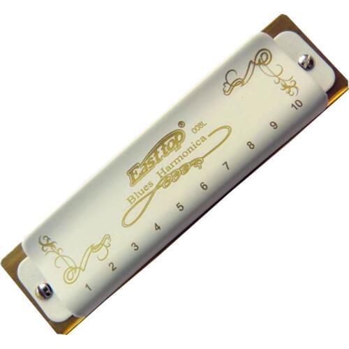 T008L Easttop Harmonica arpa de boca Transparent Acrylic Comb 10 Hole Diatonic Armonica Blues Musical Instruments Mouth Ogan
