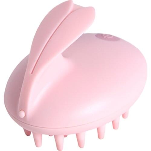 ABS Daily Vibration Home Bathroom Health Hair Growth Portable Cute Rabbit Travel Battery Operated Electric Massage Comb Cordless