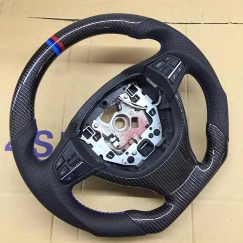 OEM Cuatomized Trim Real Carbon Fiber Sports Steering Wheel Leather compatible for BMW 5 series 7 series