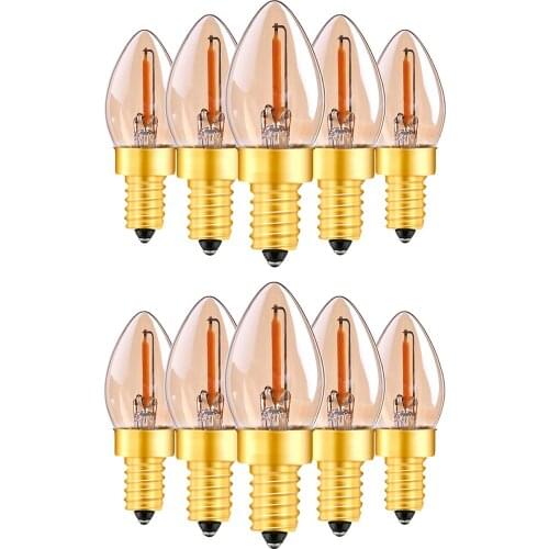 10pcs LED Light Gold Tint G40 Globe Lamp LED Filament String Light Bulb 2200K E12 Decorative Home Lighting Dimmable For Bedroom