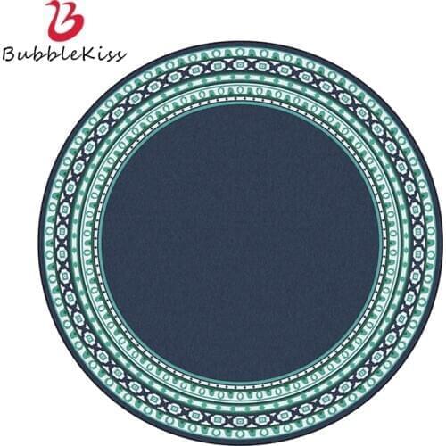 Bubble Kiss Dark Blue Round Carpet Creative Green Edge Design Home Customize Rugs Coffee Table Exquisite Decoration Floor Mats