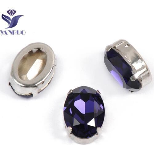 YANRUO 4120 All Sizes Purple Velvet Oval Sewing Crystal DIY Handicraft Point Back Strass Glass Rhinestones For Jewelry Making