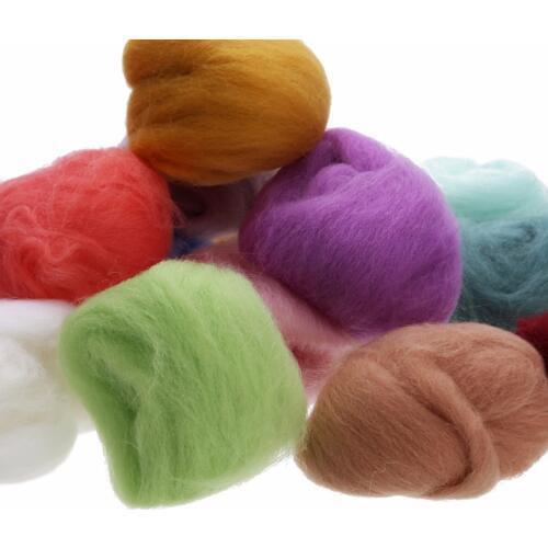 1 Set 5g Soft Merino Wool Fibre Roving 17 Colors For Needle Felting DIY Hand Spinning Sewing Doll Needlework Arts Craft